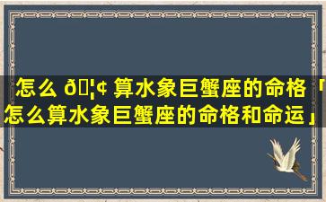 怎么 🦢 算水象巨蟹座的命格「怎么算水象巨蟹座的命格和命运」